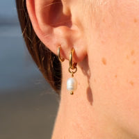 Mauka Jewelry Pearl Hoop Earrings