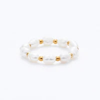 Gold Pearl Elastic Ring