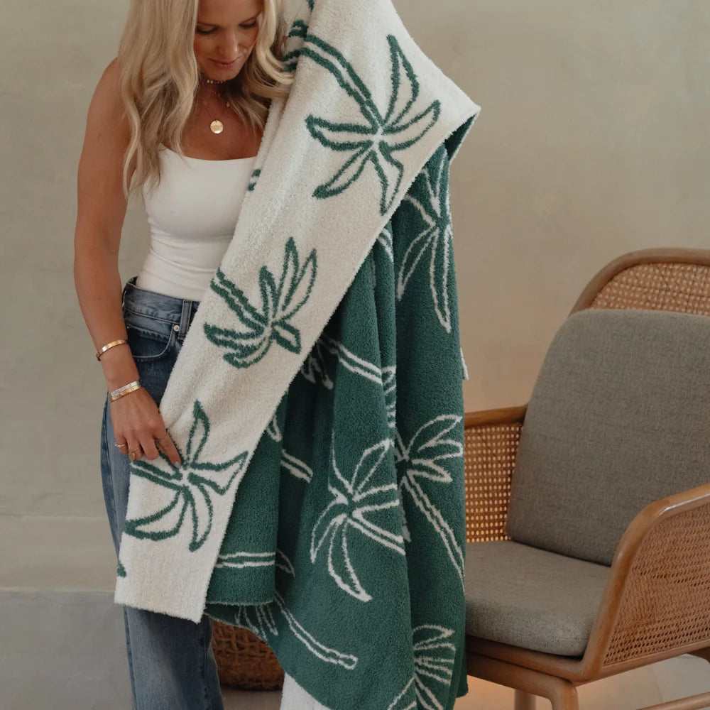 Local Beach Multi Palm Tree Luxe Home Blanket