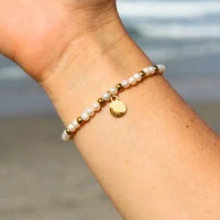 Mauka Jewelry Gold & Pearl Beaded Bracelet