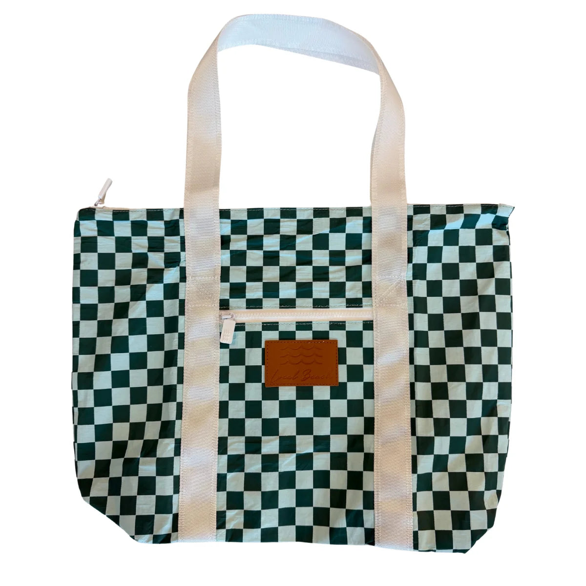 Local Beach Green/Blue Checker Tyvek Tote