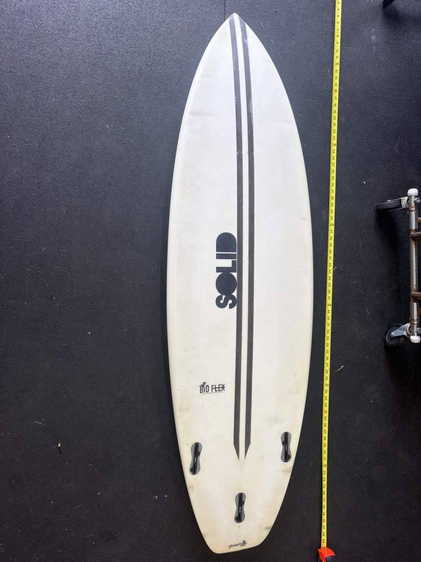 Bioflex · 6'2" — Bottom; nose up and tape on right
