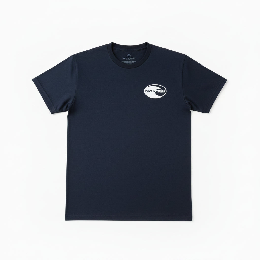 midnight Blue t-shirt with a logo on a white background