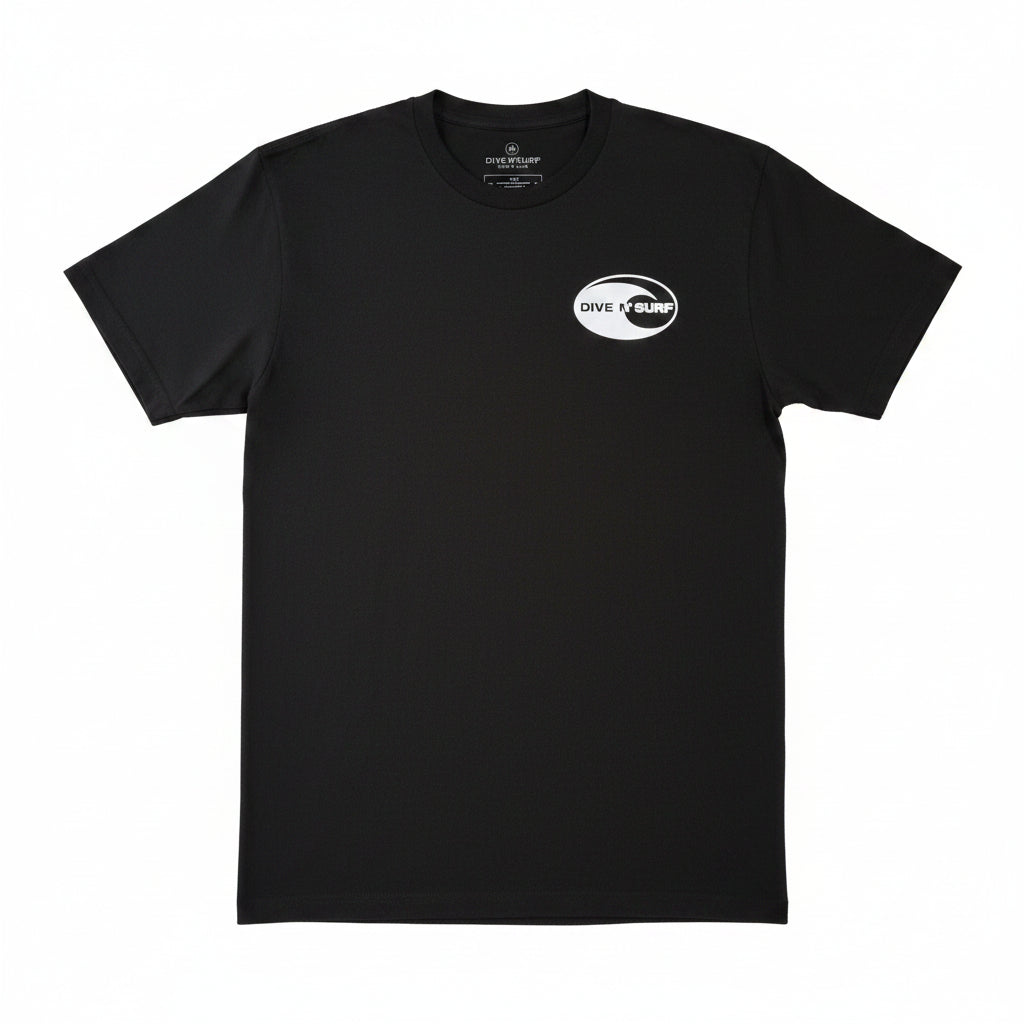 blue tshirt with white logo on white backround 
