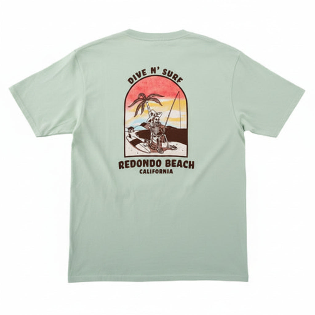 Beige t-shirt with Redondo Beach graphic on a white background