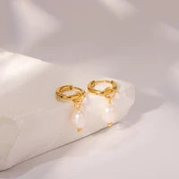 Mauka Jewelry Pearl Hoop Earrings