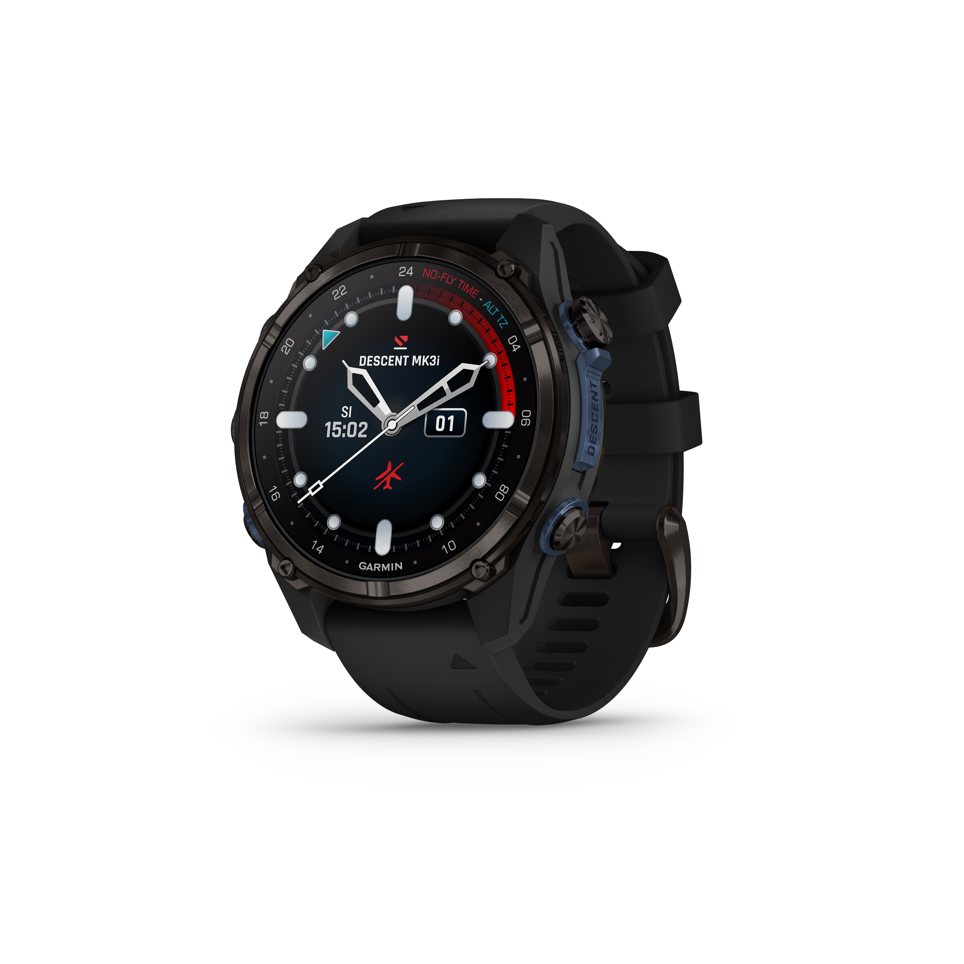 Descent™ Mk3i – 43 mm Carbon Gray DLC Titanium with Black Silicone Band