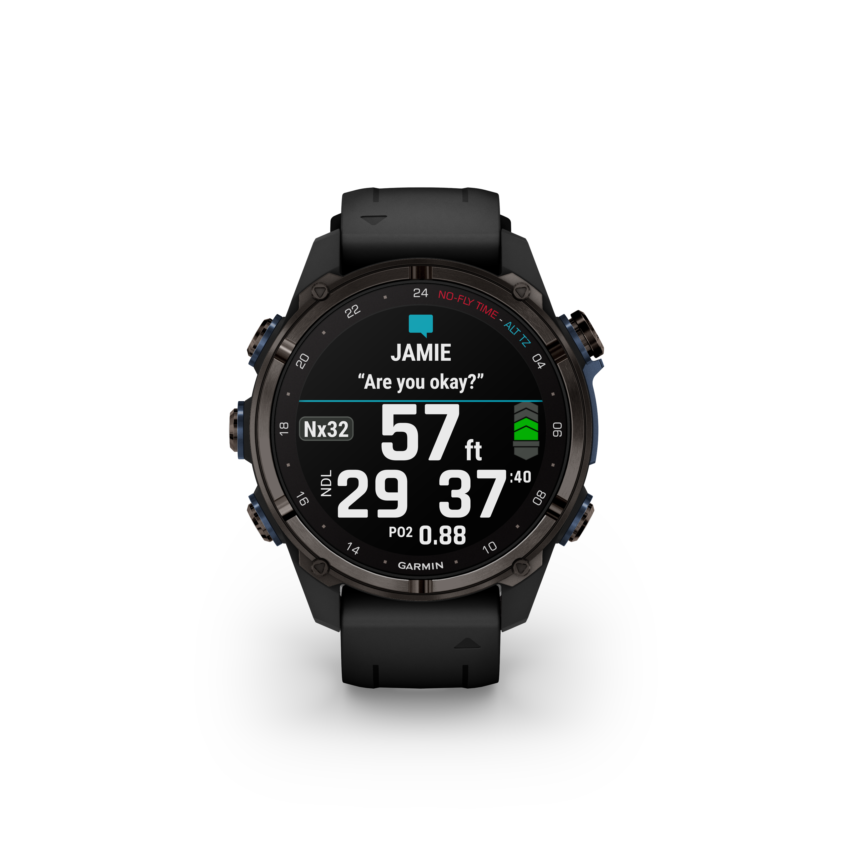Descent™ Mk3i – 43 mm Carbon Gray DLC Titanium with Black Silicone Band