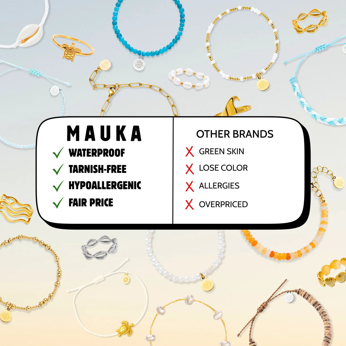 Mauka Jewelry Gold & White Dolphin Bracelet