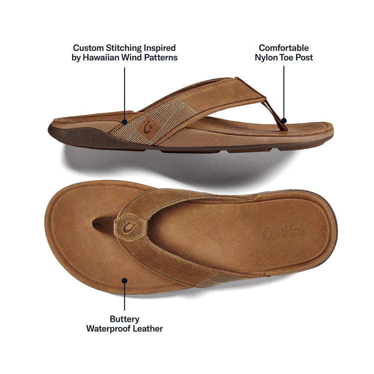 OluKai Tuahine Men's Leather Sandals