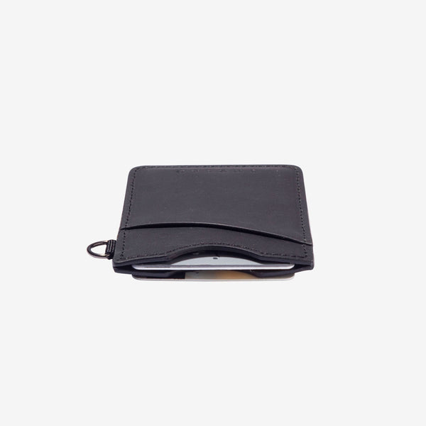 Thread Black Vertical Leather Wallet
