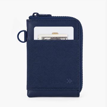 Thread Navy Leather Zip Wallet