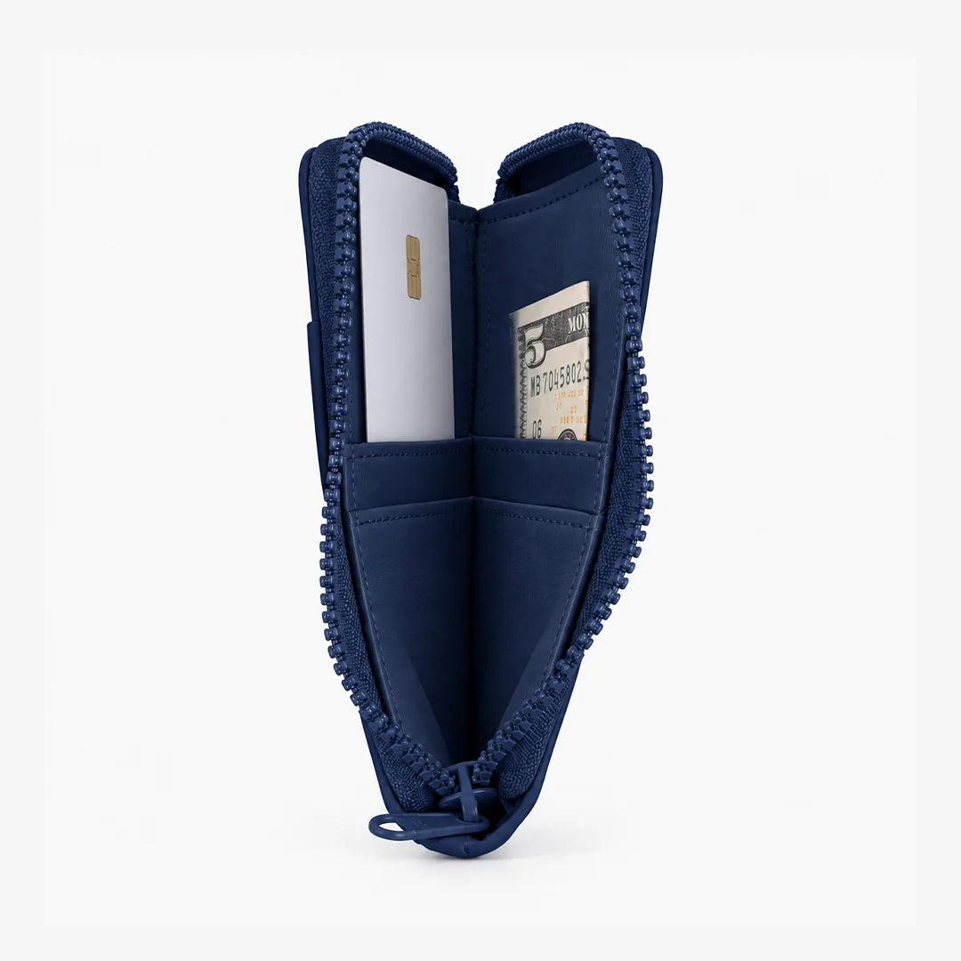 Thread Navy Leather Zip Wallet